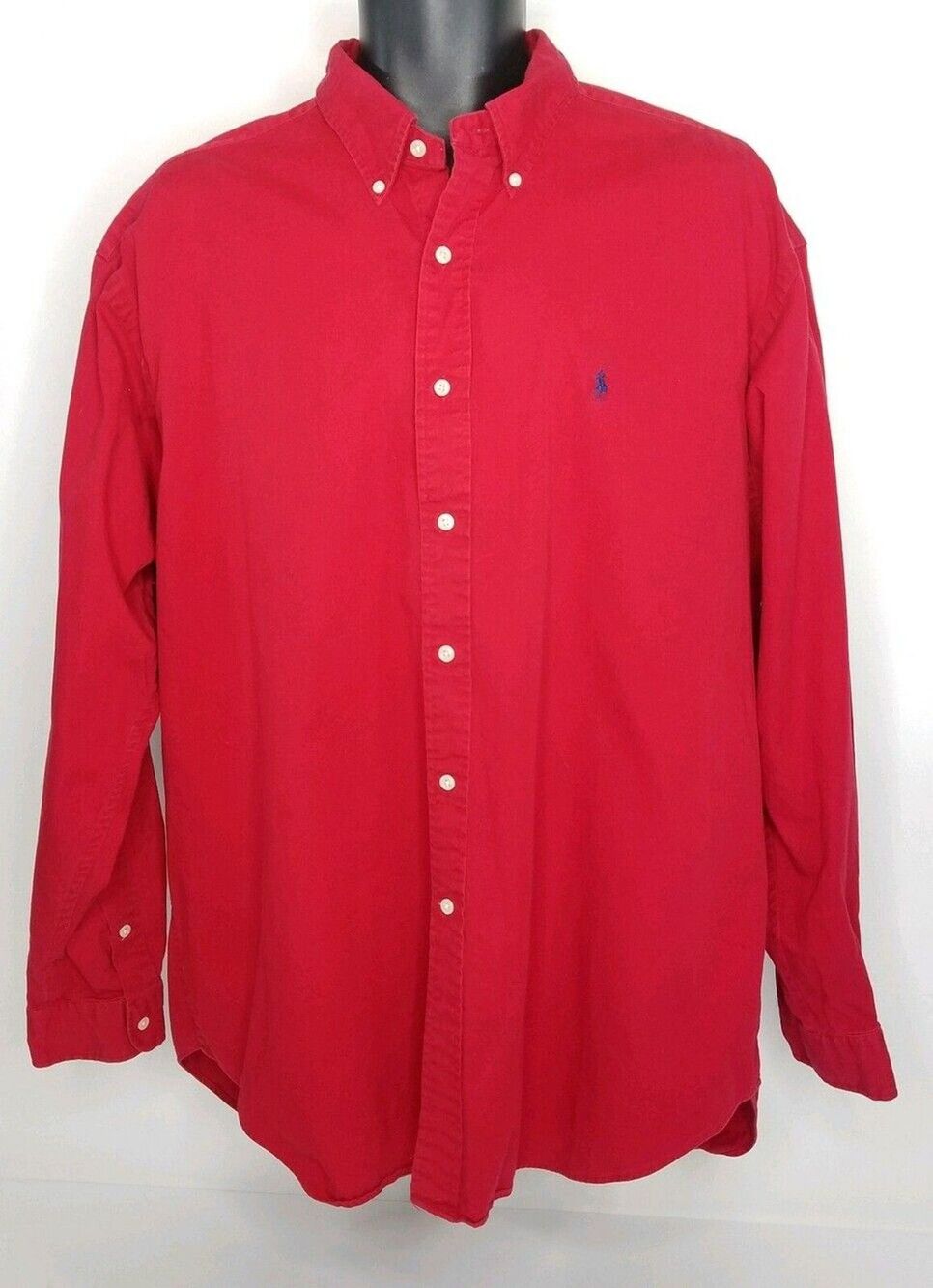 RALPH LAUREN Vintage Red Solid Button Down Casual Blaire Shirt Size XL